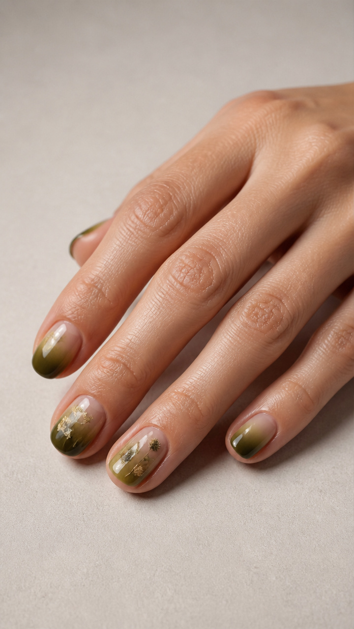 Olive Green Gradient with Dried Flower Press