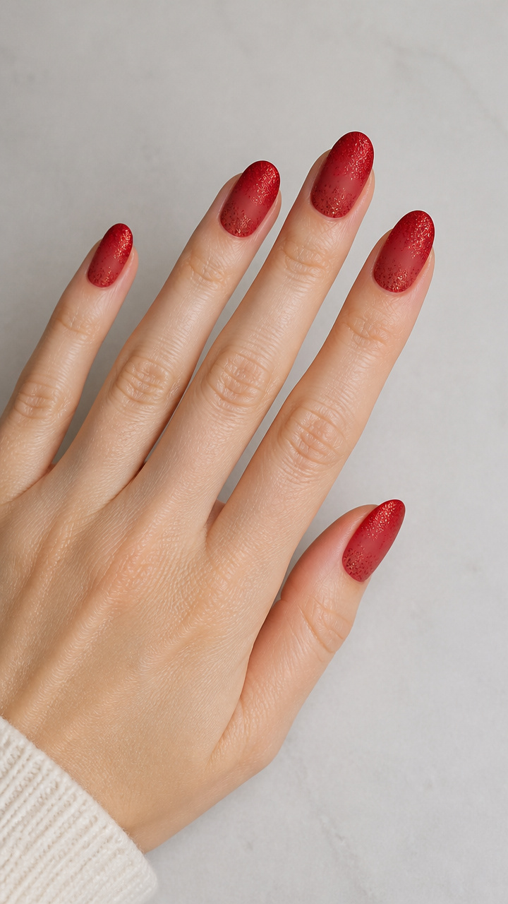 Ombre Red Glitter Fade with Matte Top Coat