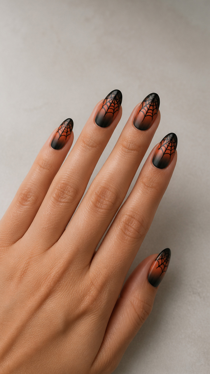 Ombre Spiderweb Gradient Nails