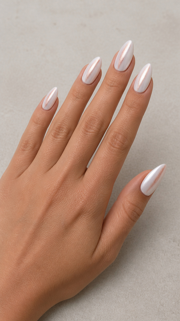 Opaque White with Rose Gold Cat Eye Stripe