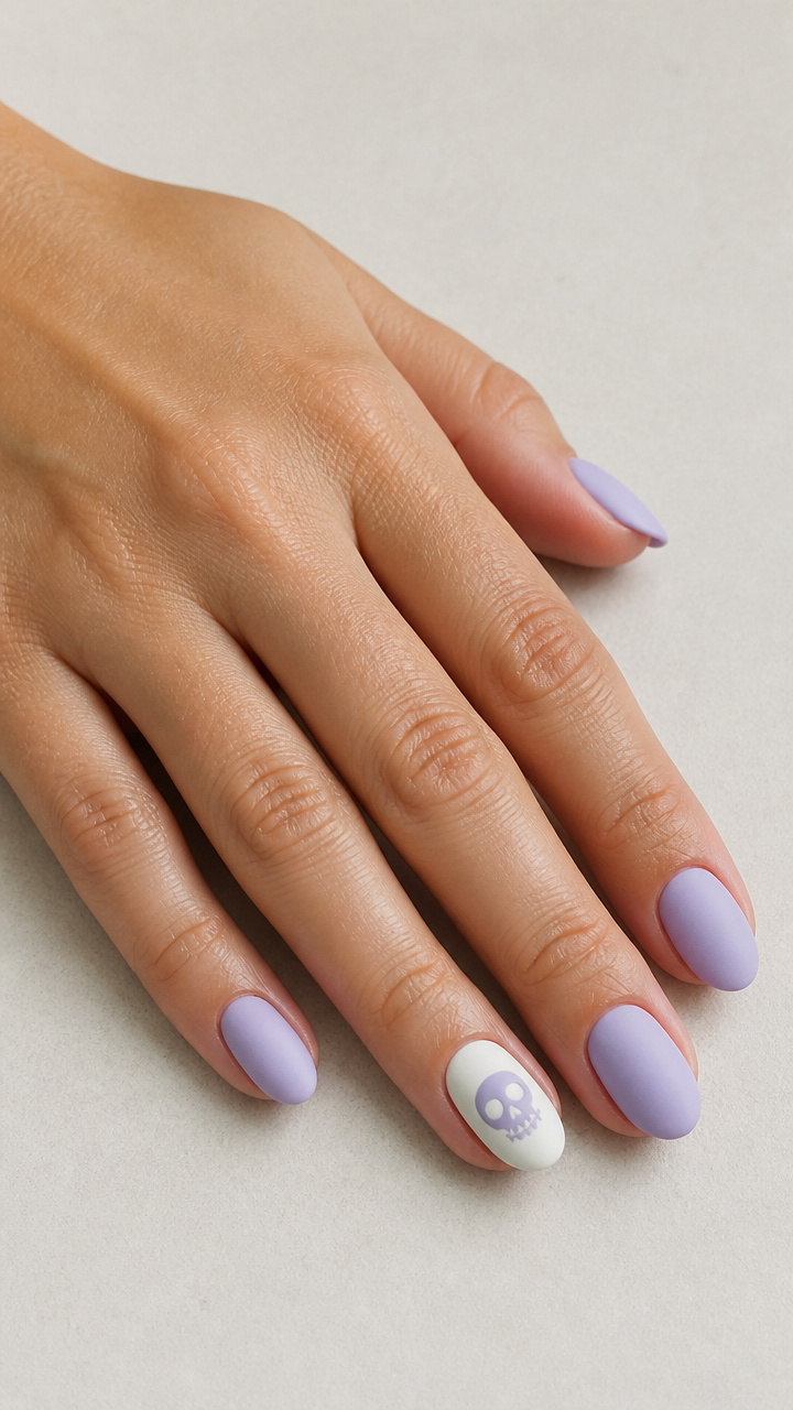 Pastel Skull Ring Finger with Matte Finish