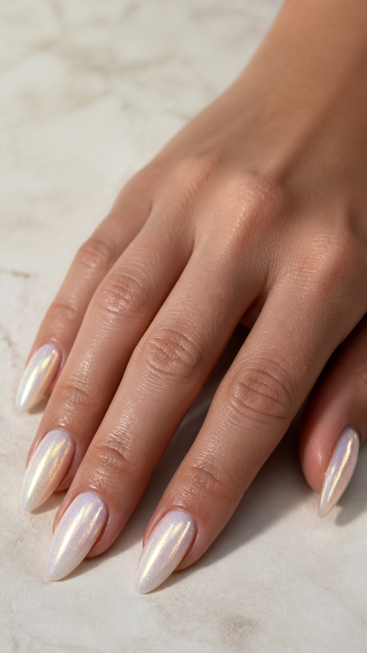Pearlescent White with Gold Shimmer Cat Eye