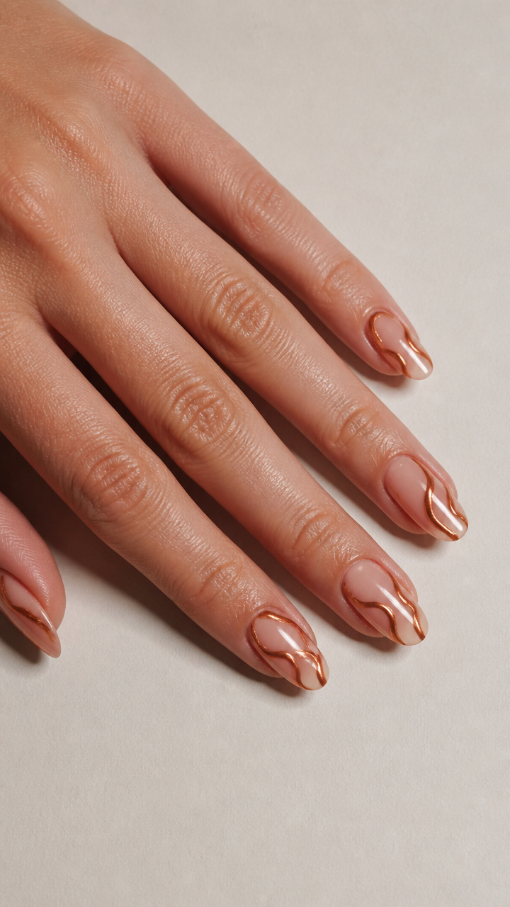 Pumpkin Spice Chrome Swirls on Nude Base