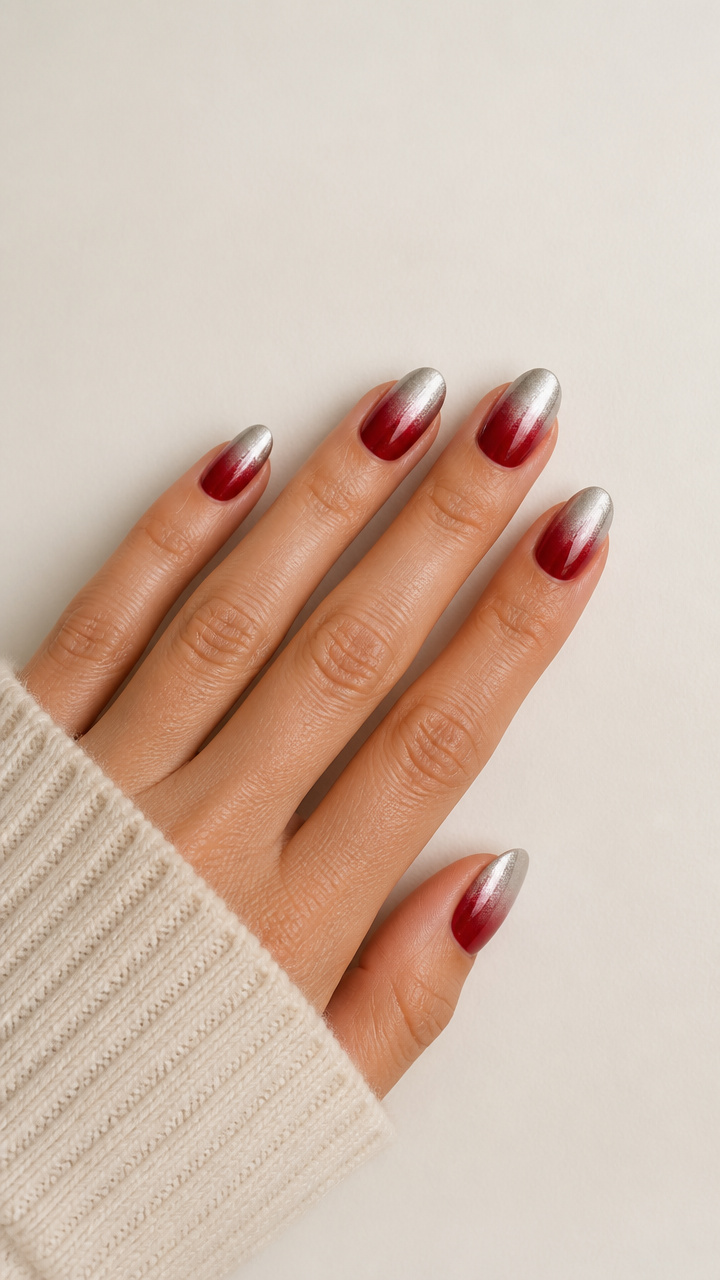 Red to Silver Chrome Gradient Transition