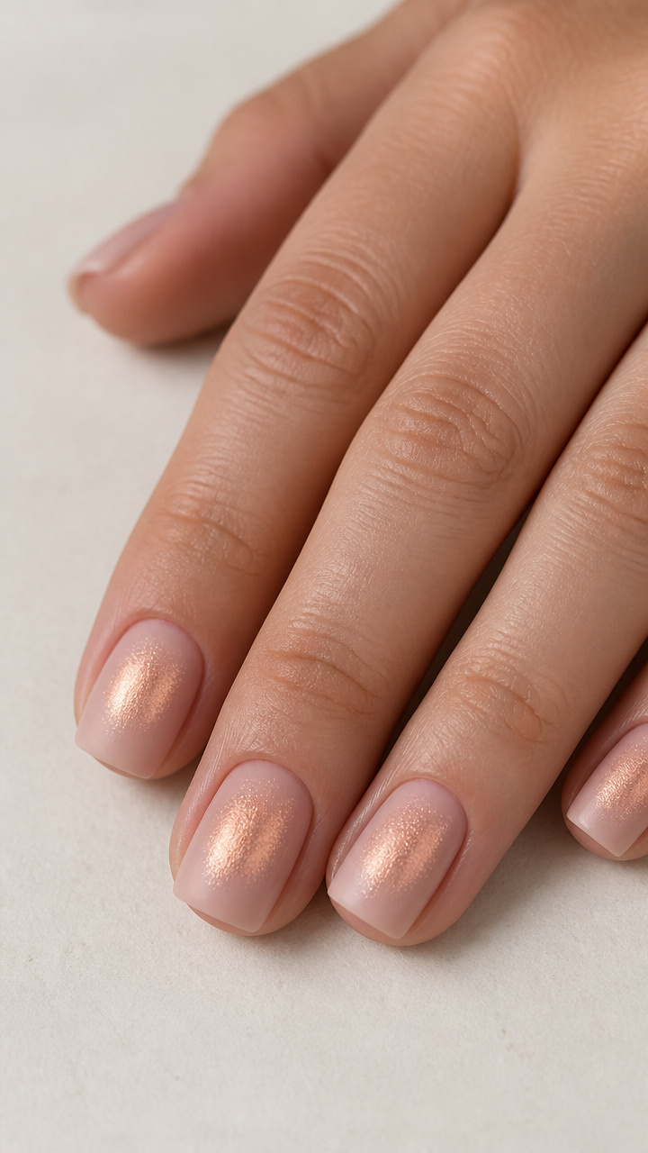 Rose Gold Aura on Short Square Nails