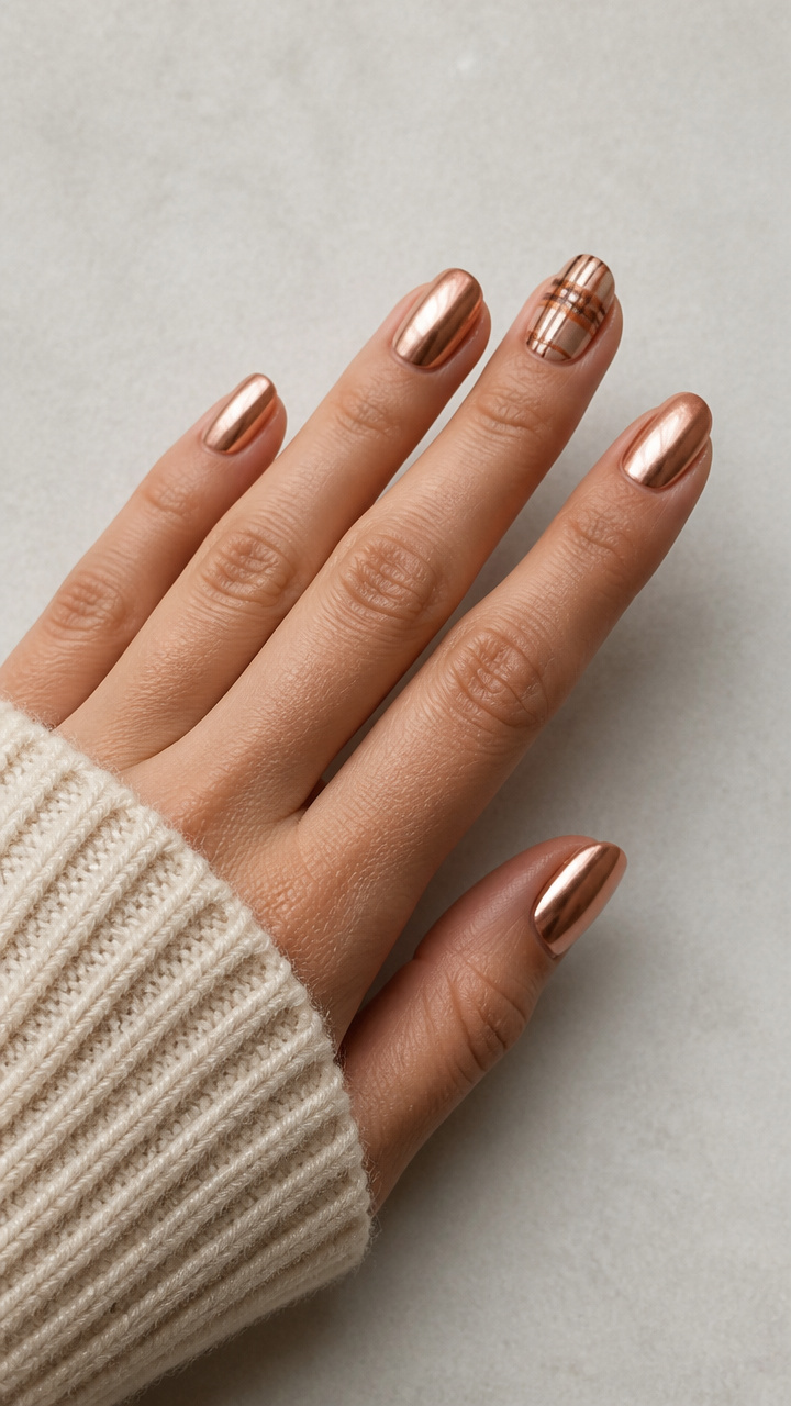 Rose Gold Chrome Base with Subtle Plaid Accents