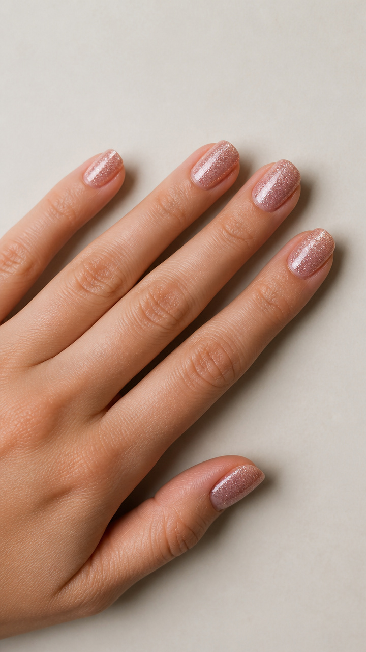 Rose Gold Shimmer Dust Over Blush Pink