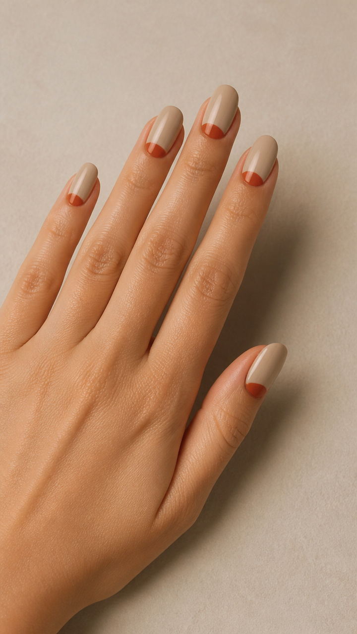 Rust Orange Half-Moon Cutouts on Beige