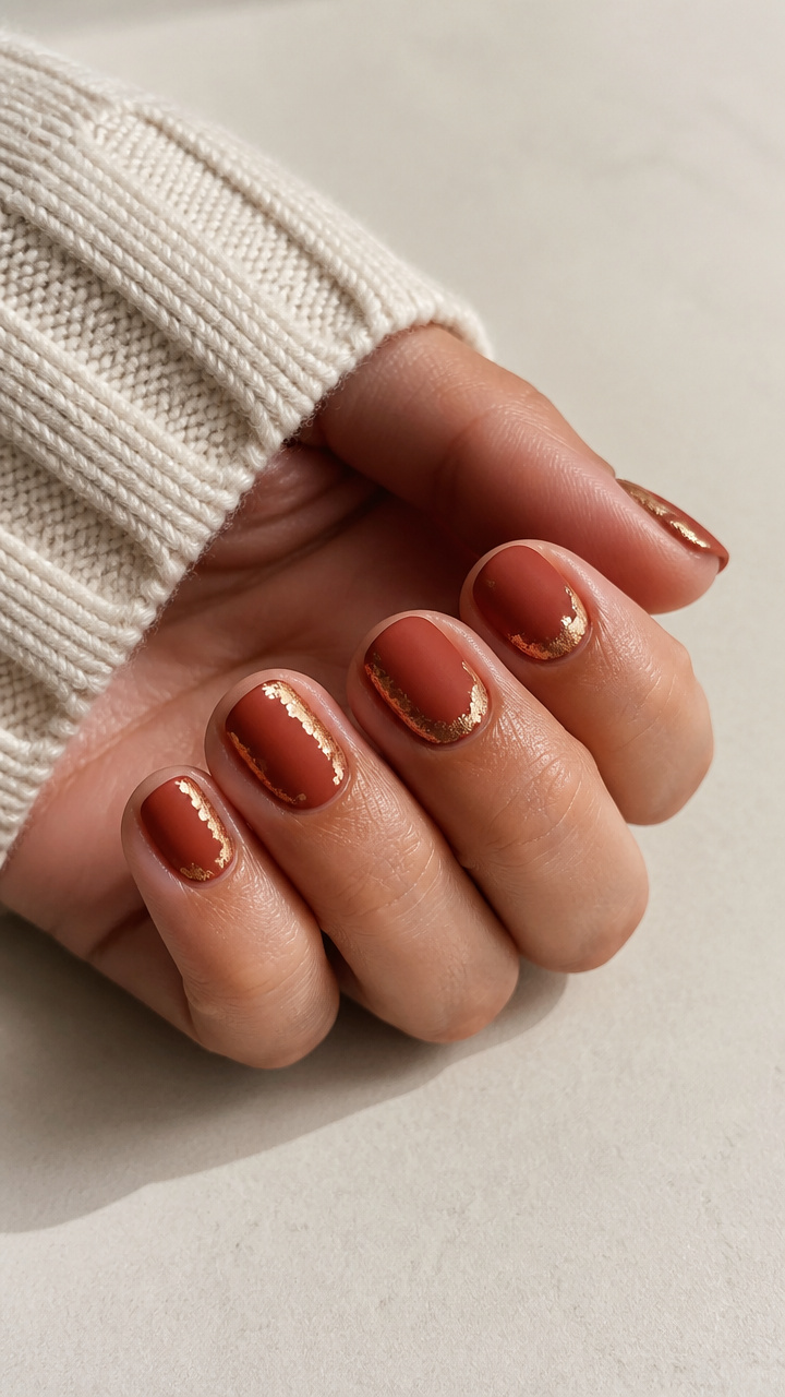 Rusty Terracotta Matte with Bronze Foil Accents