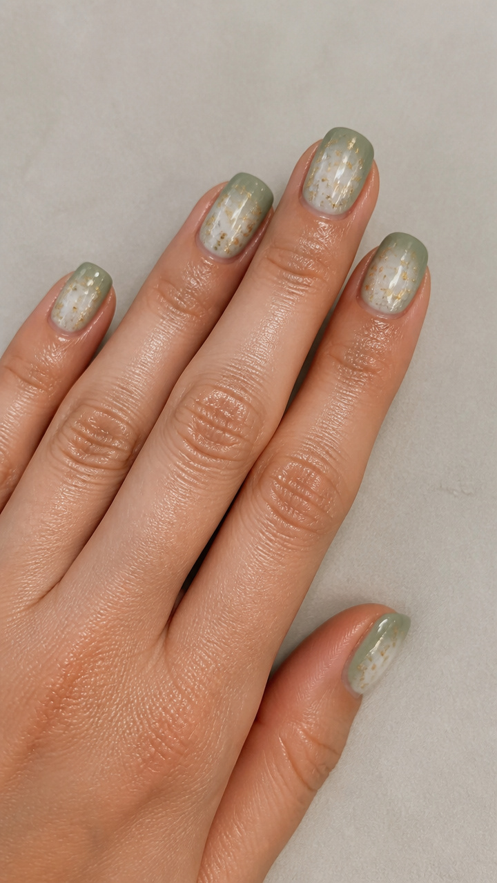 Sage Green Aura with Gold Foil Flecks