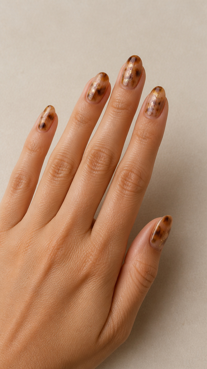 Sheer Nude Tortoiseshell with Pearl Dust