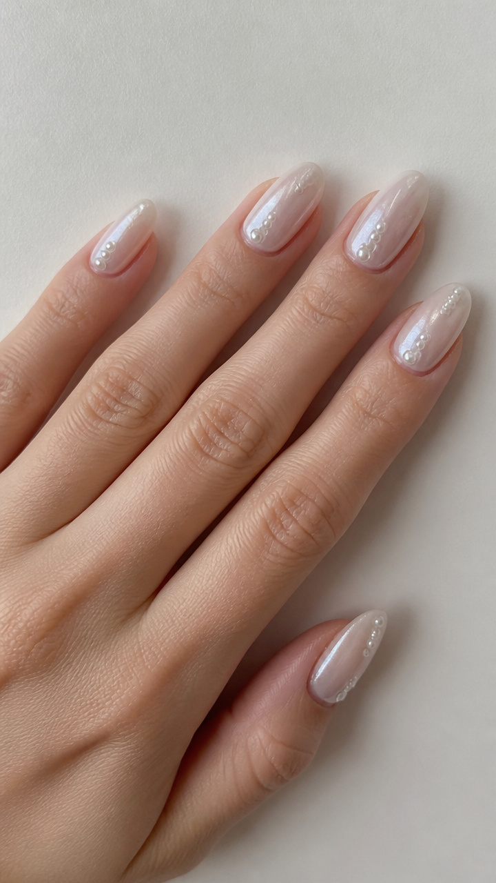 Sheer White Cat Eye with Pearl Charms