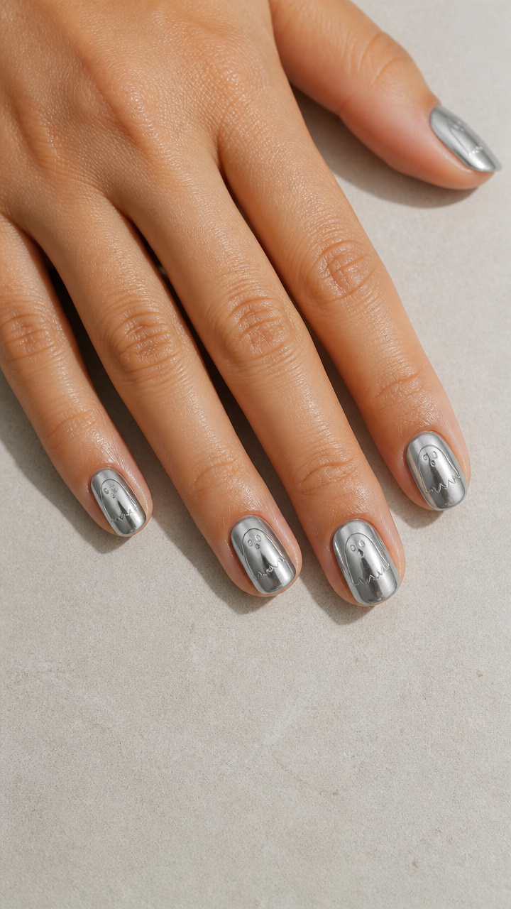 Silver Chrome Polish with Etched Ghost Patterns