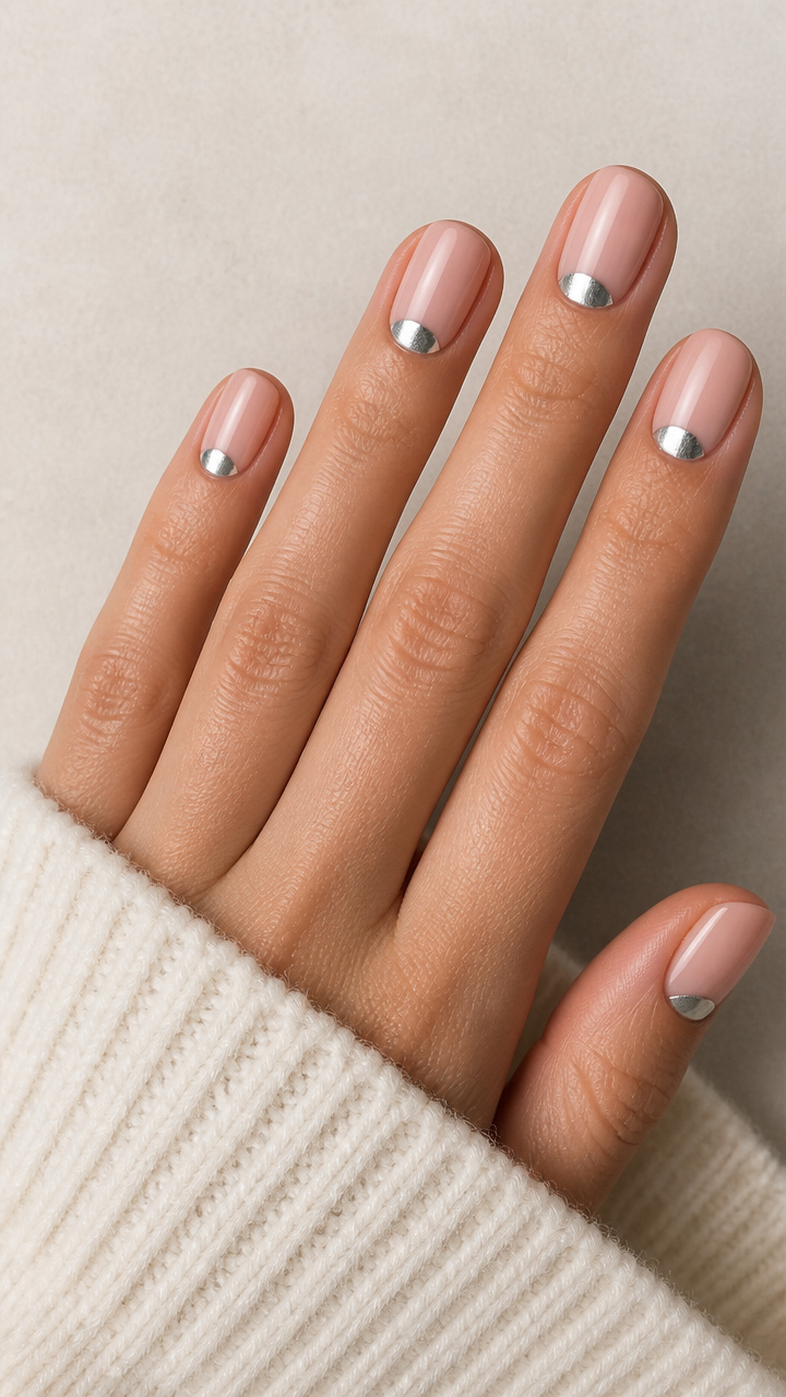 Silver Metallic Half Moon Accent