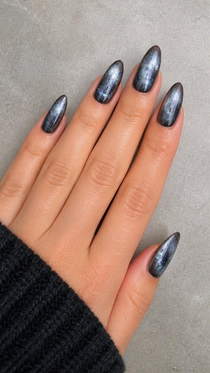 Smoky Gray Wolf Moon with Holographic Flake Overlay