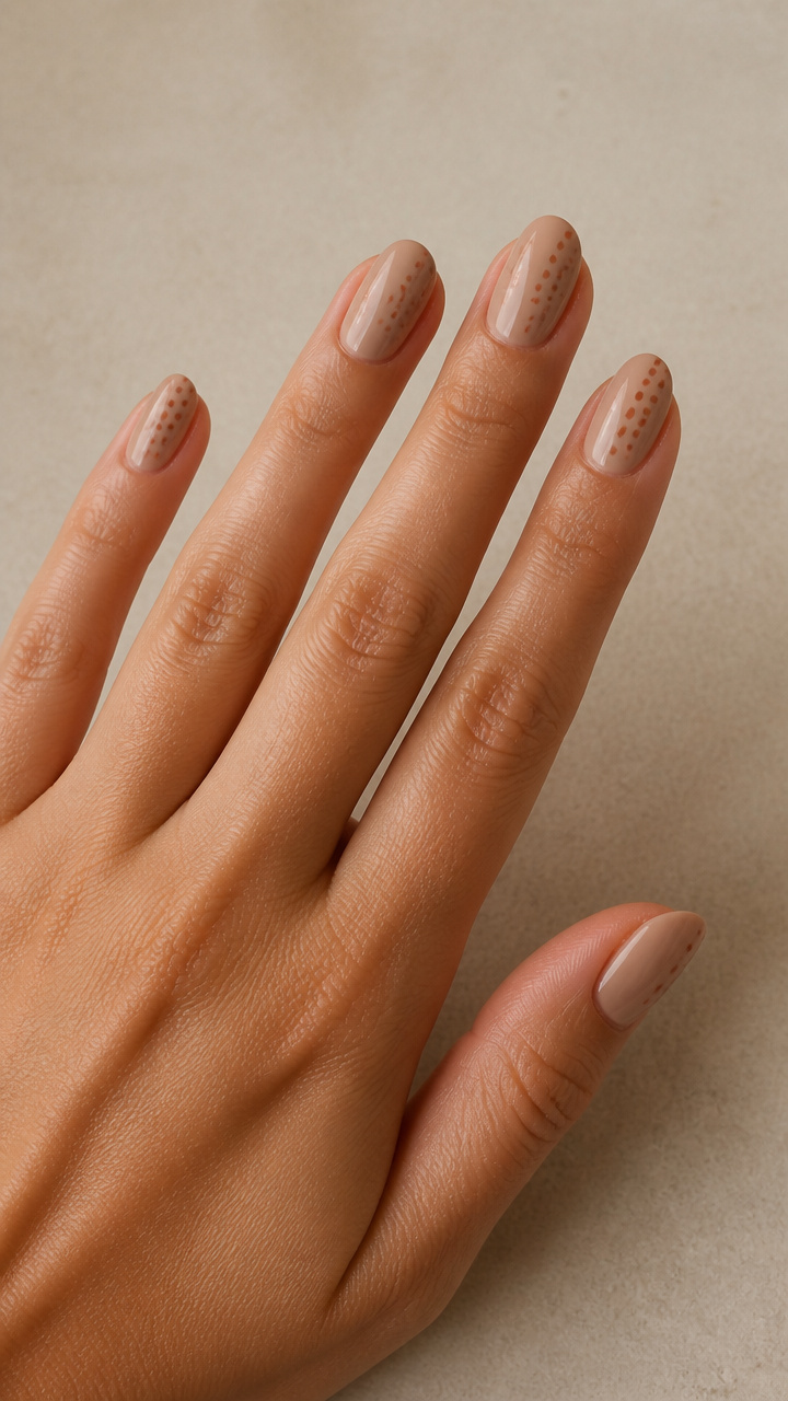 Soft Caramel Nude with Terracotta Dot Matrix Accents