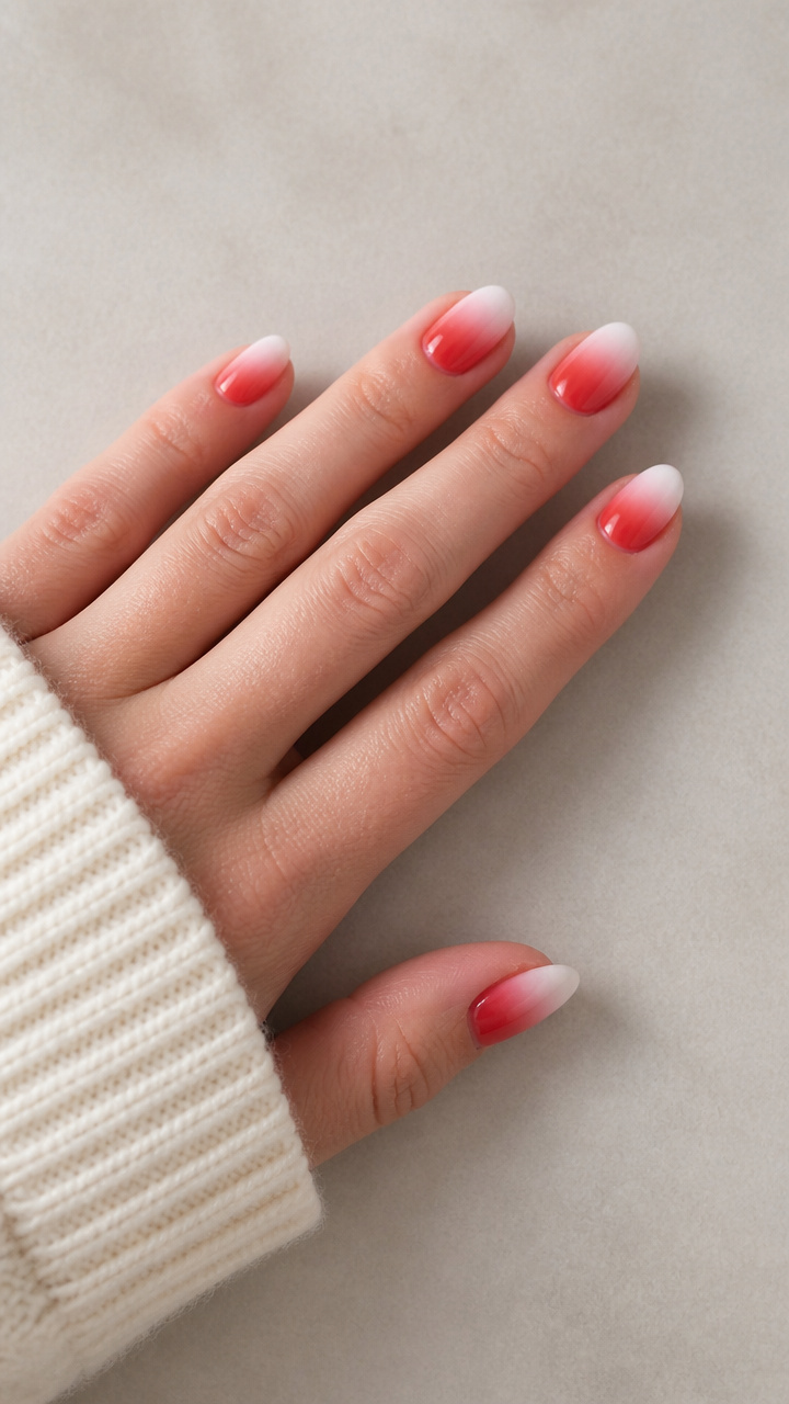 Soft Red to White Ombré Fade