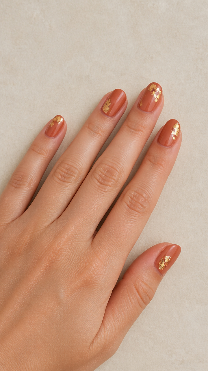 Soft Terracotta Base with Gold Leaf Accents