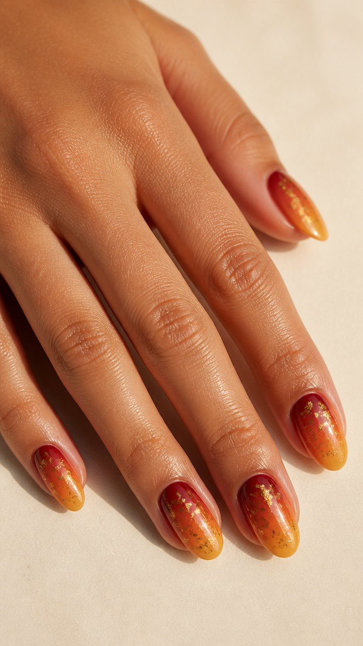 Sunset Gradient Ombré with Gold Foil Flakes