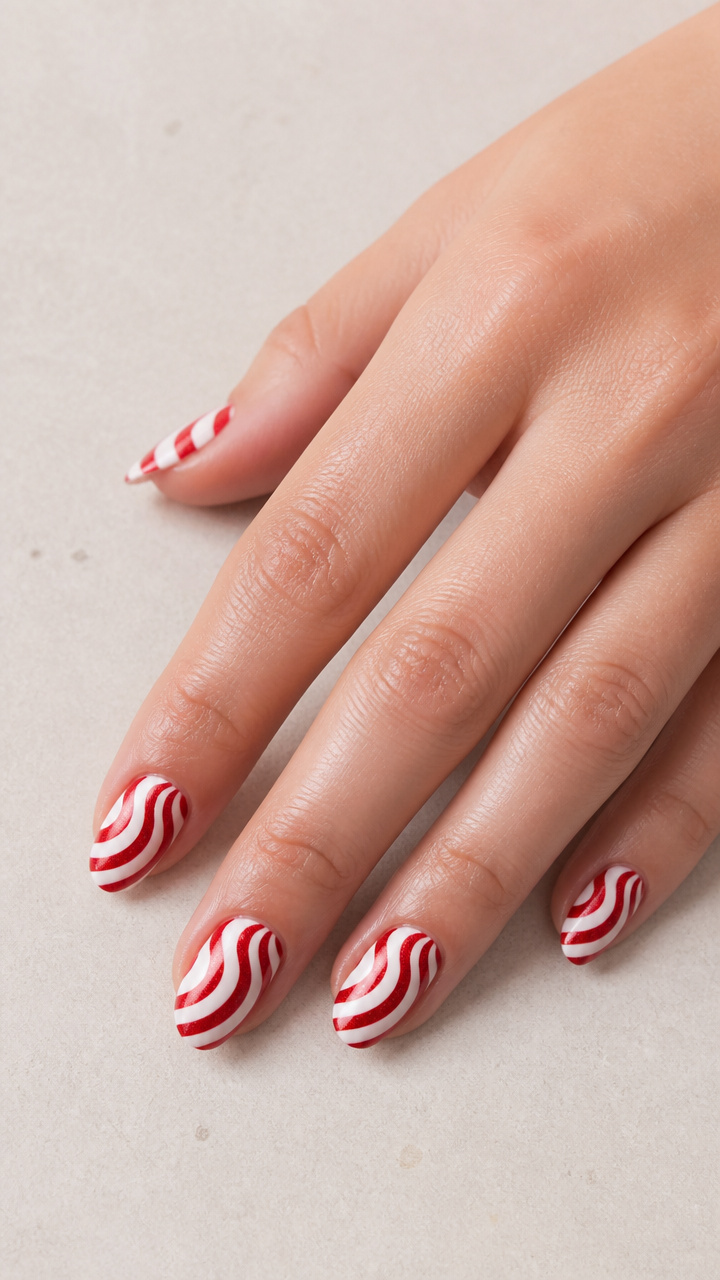 Swirling Candy Cane Stripe in Red and White