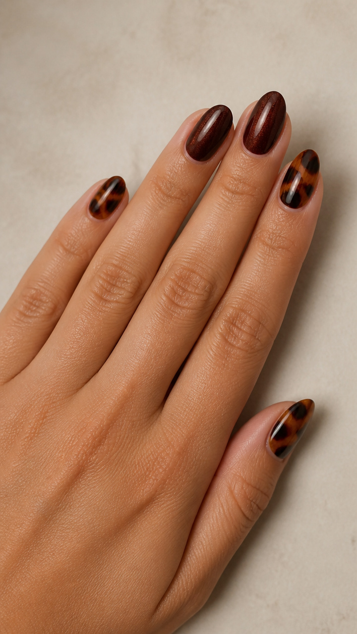 Tortoiseshell and Velvet Polish Hybrid Design
