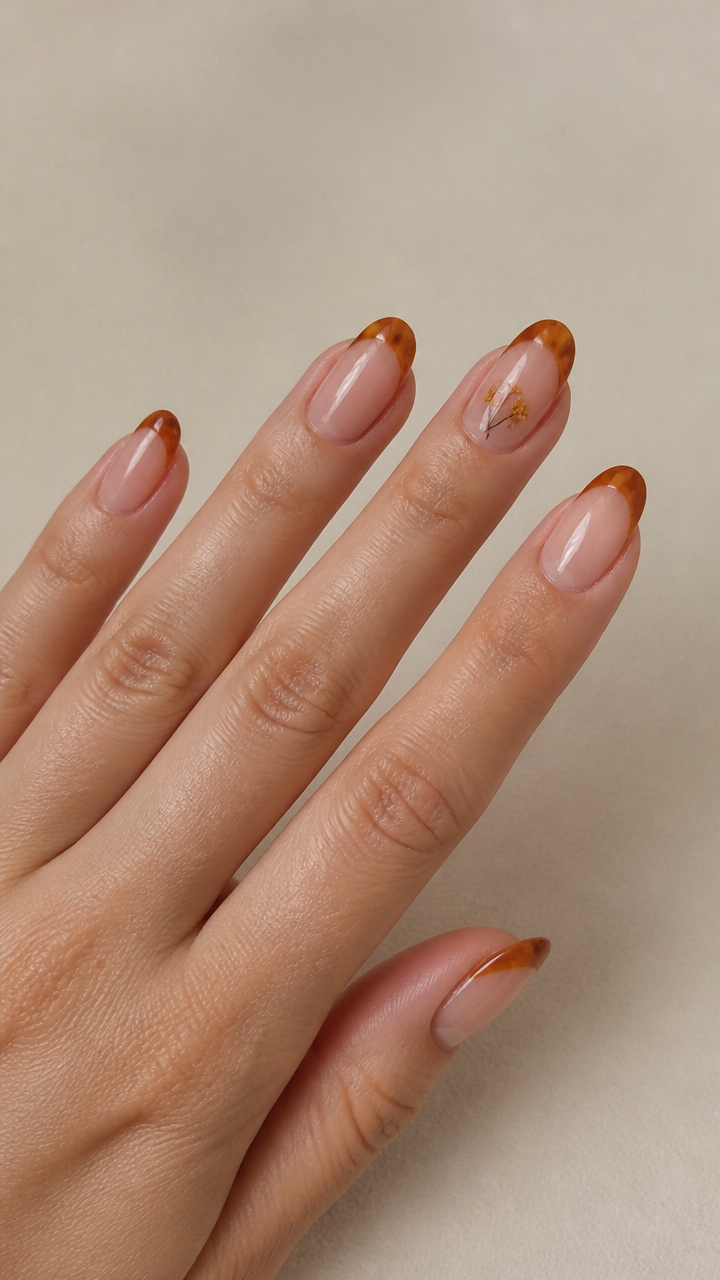 Translucent Amber Tips with Dried Flower Accent