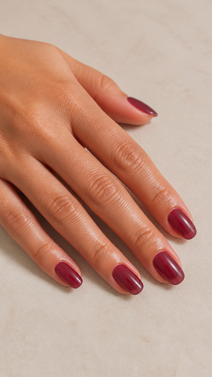 Translucent Grape Jelly Nails in Cranberry Shade