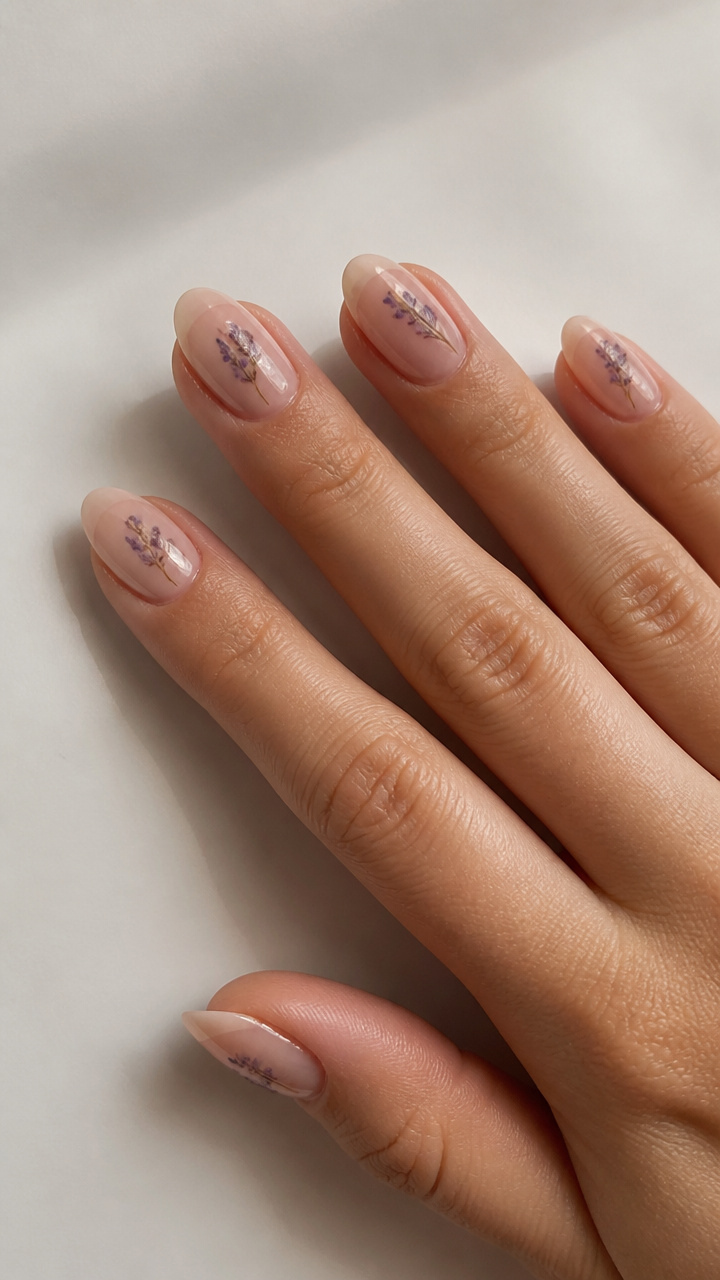 Translucent Nude with Embedded Dried Lavender Sprigs