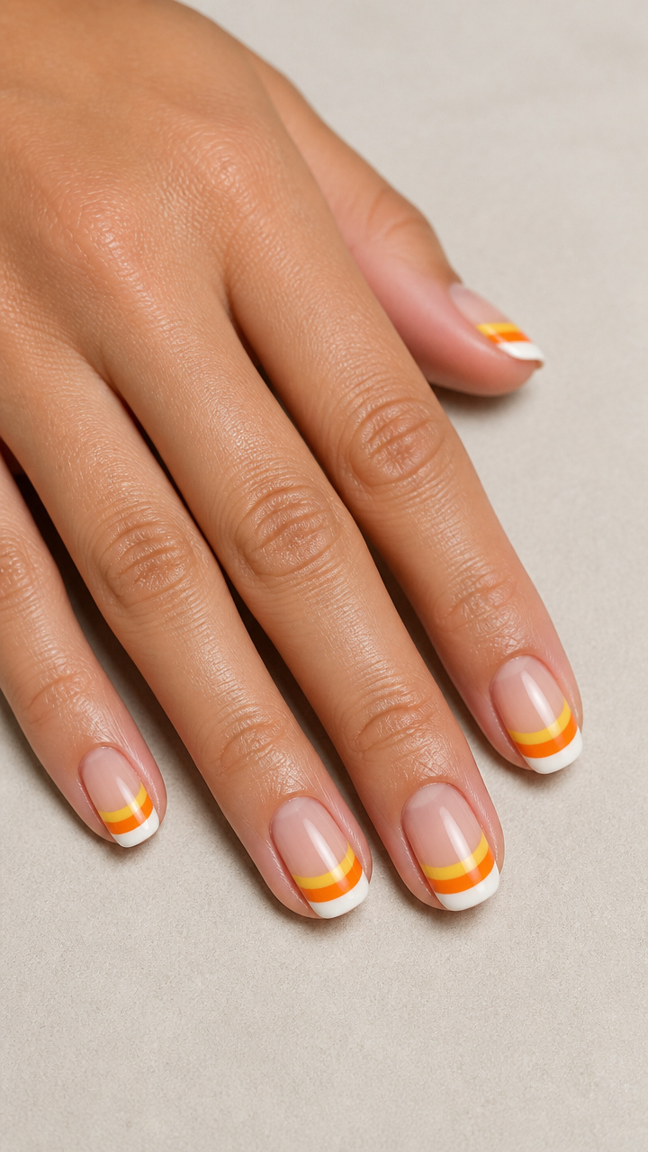 Tri-Color Candy Corn French Tip Variation