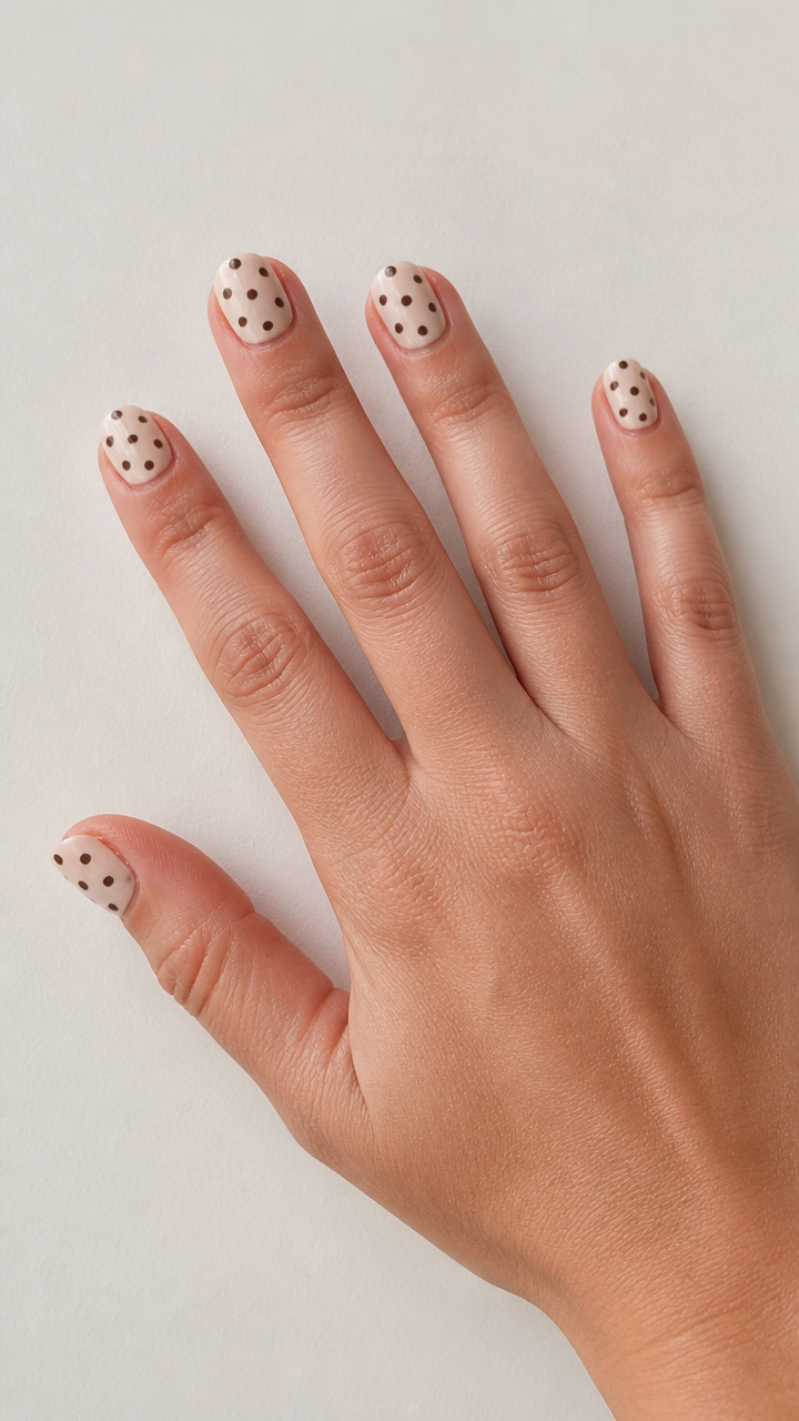 Vanilla Bean with Chocolate Brown Polka Dots