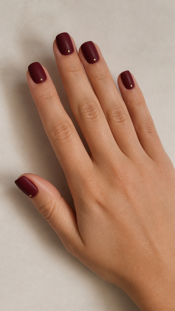 Velvet Matte Burgundy with Minimalist Gold Dot Detail