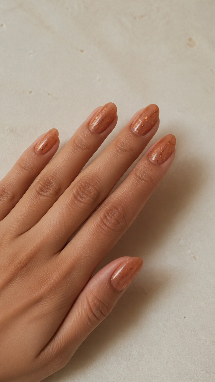 Warm Caramel Sheer Base with Copper Foil Veining