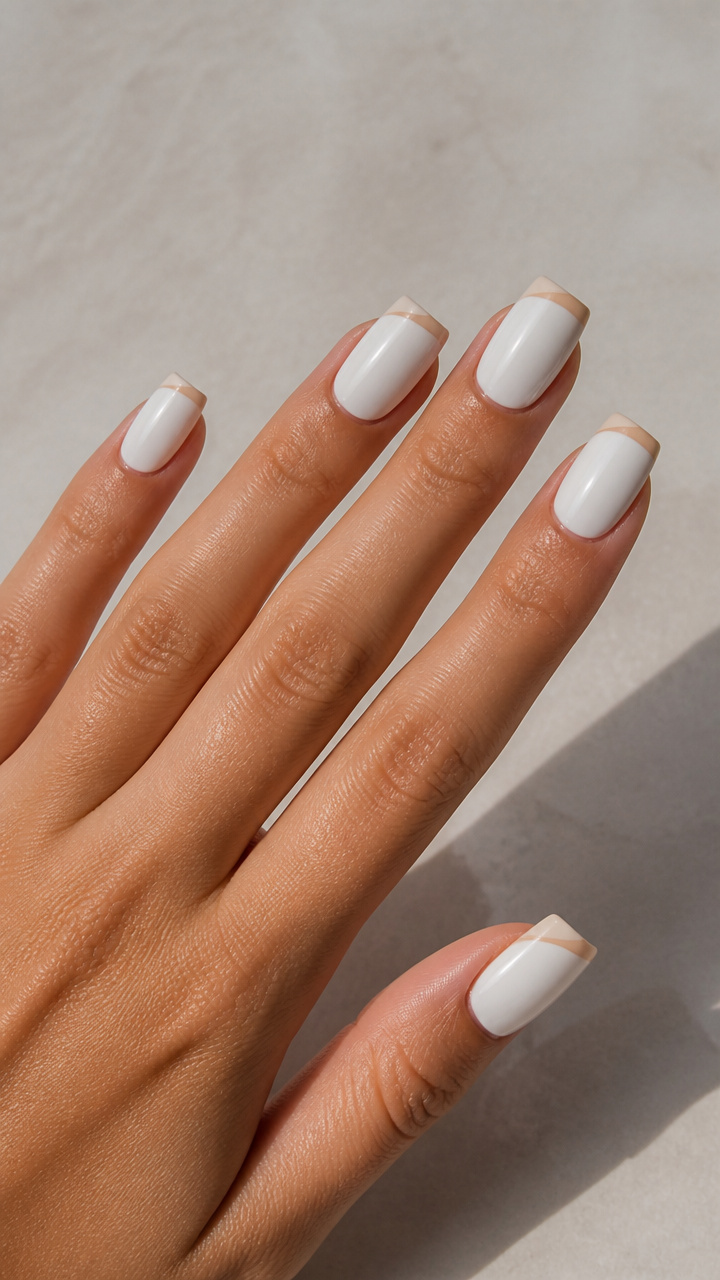 White and Beige French Tip Twist
