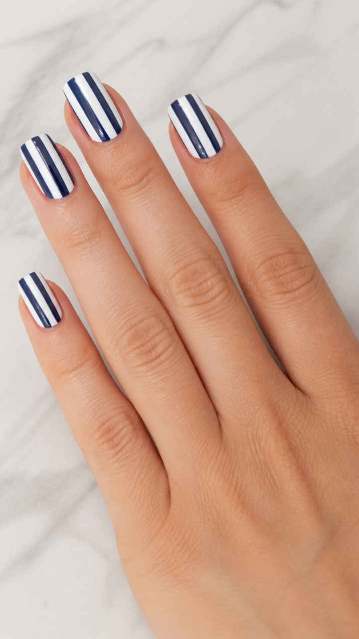 White and Navy Blue Striped Pattern