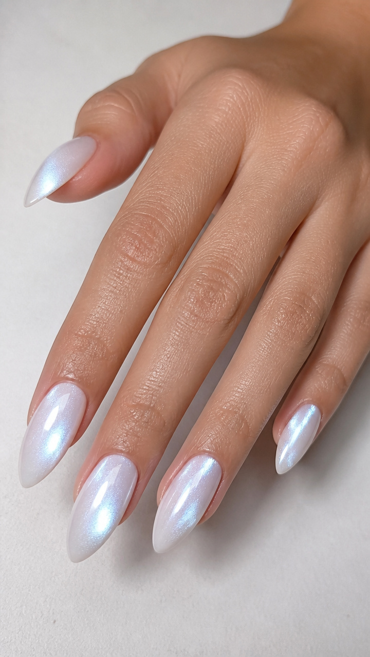 White Cat Eye with Blue Shimmer Shift
