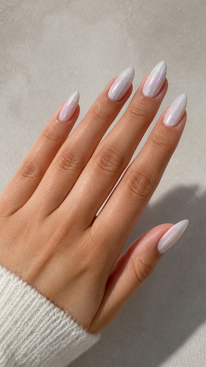 White Cat Eye with Holographic Flakes