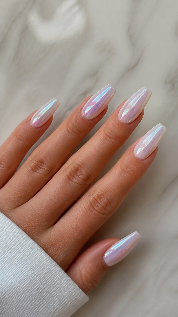 White Chrome Base with Iridescent Cat Eye