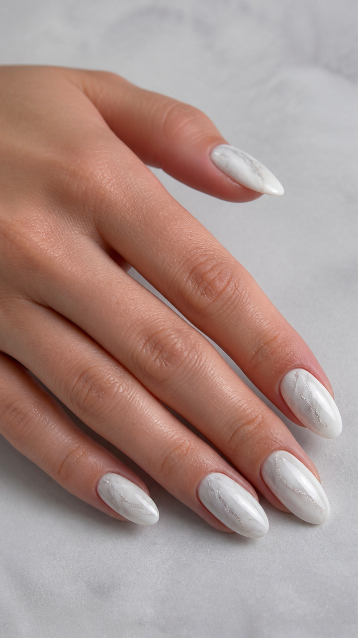 White Marble Swirls with Cat Eye Veins