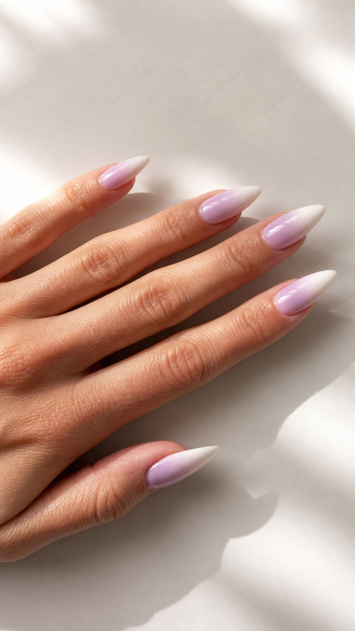 White Stiletto with Lavender Ombre