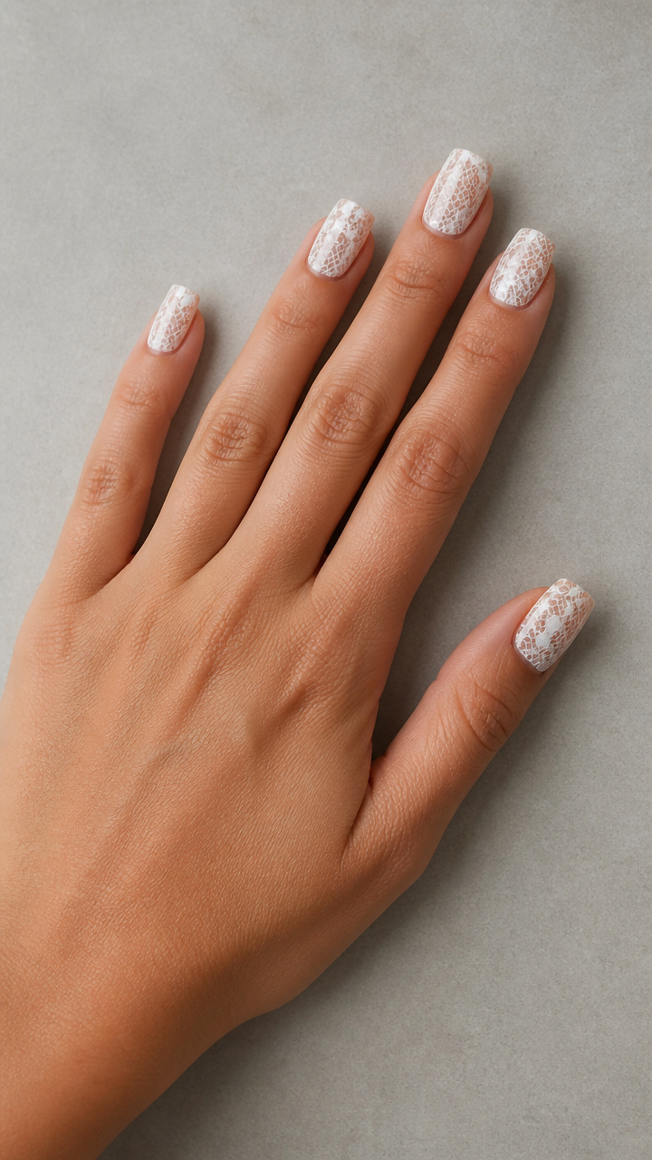 White with Delicate Lace Pattern