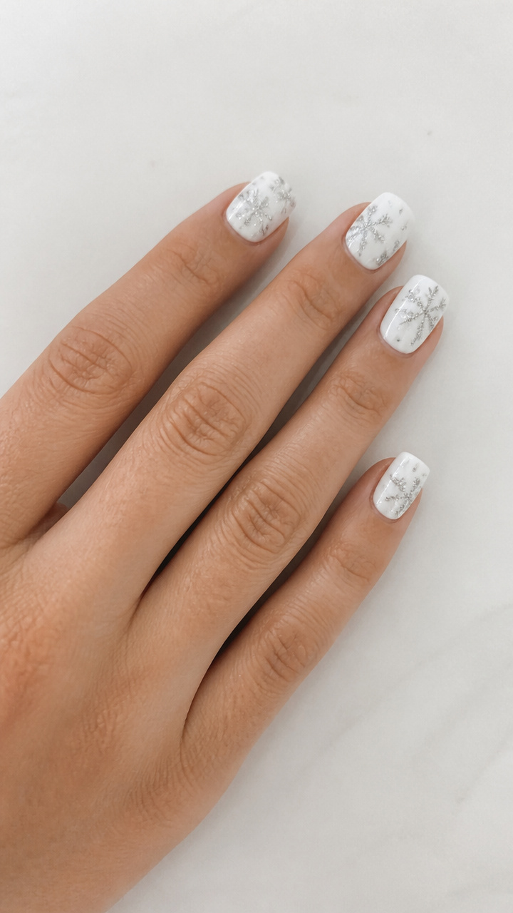 White with Glittery Snowflake Decals