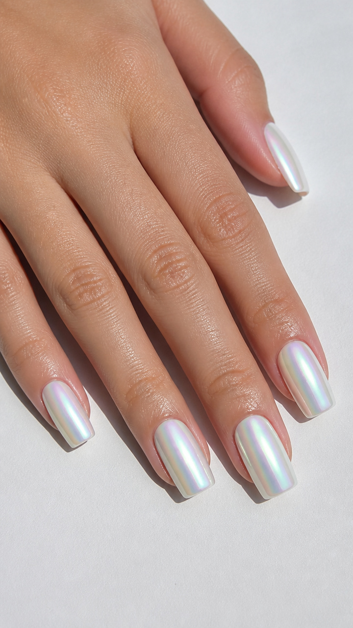 White with Iridescent Chrome Overlay