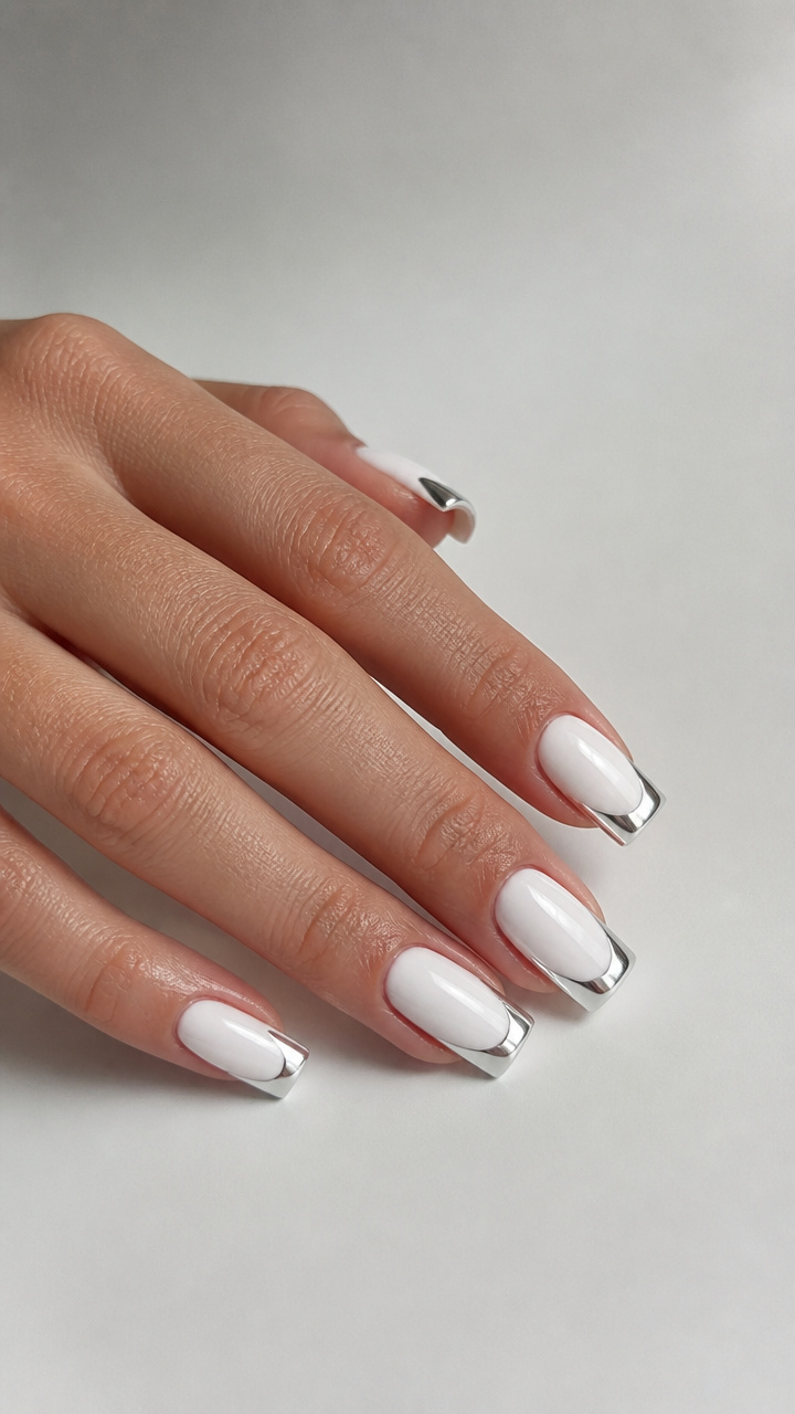 White with Silver Chrome Tips