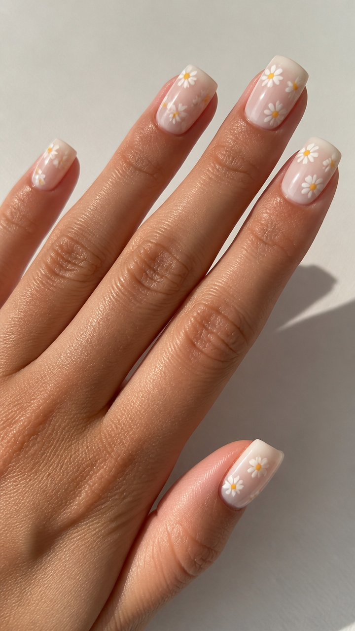 White with Tiny Daisy Florals