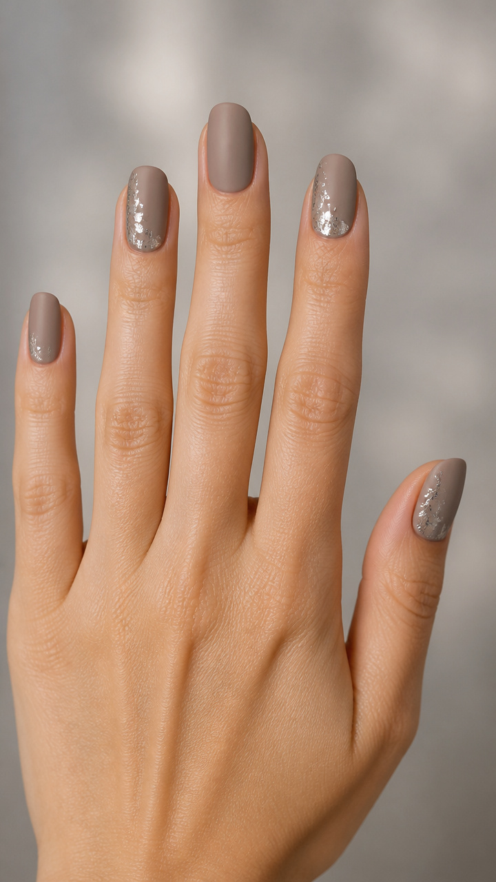Muted Taupe with Asymmetrical Foil Flecks