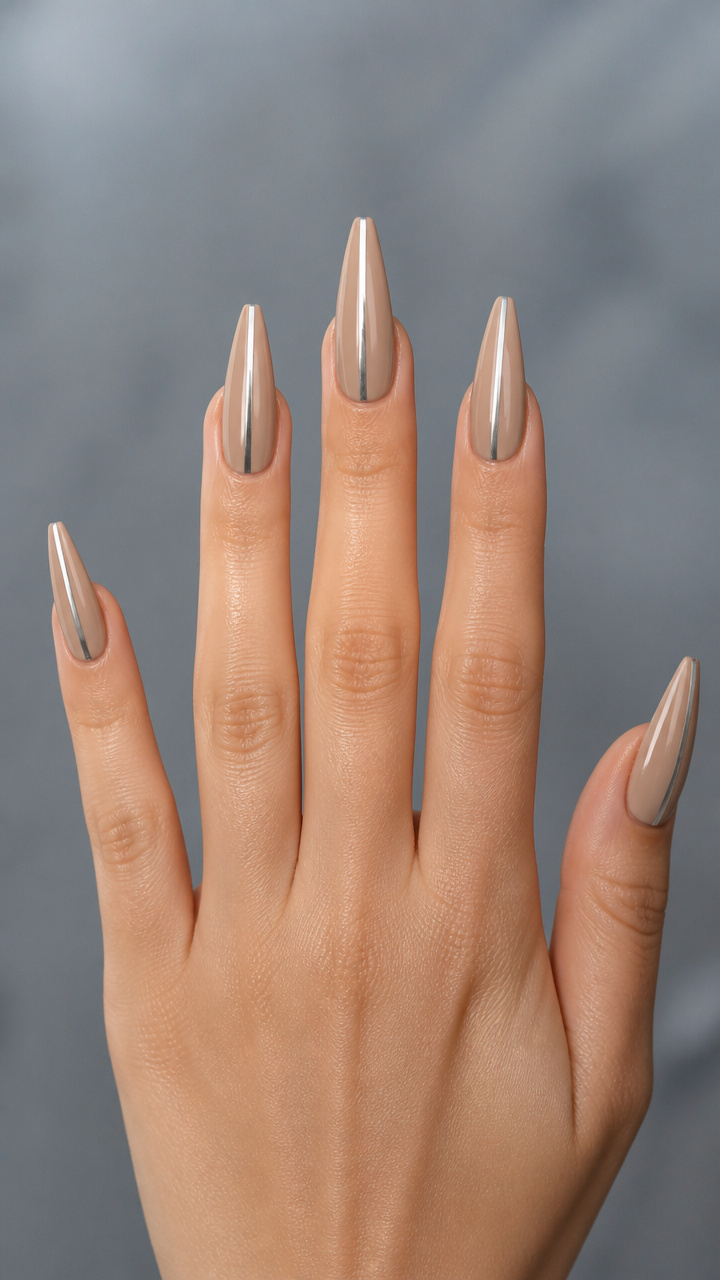 Milk Tea Beige with Single Chrome Stripe