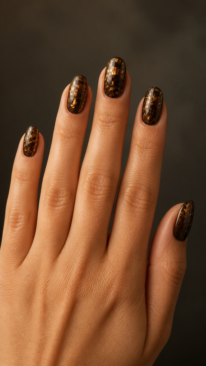 Black Sheer Overlay with Floating Gold Flakes
