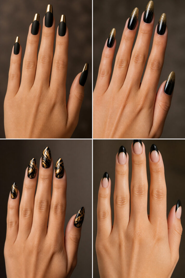 15 Black and Gold New Year’s Nails
