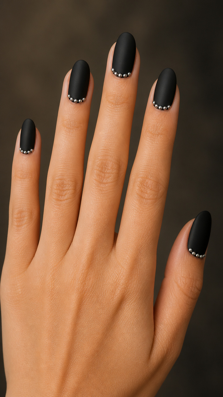 Black Velvet with Silver Studs