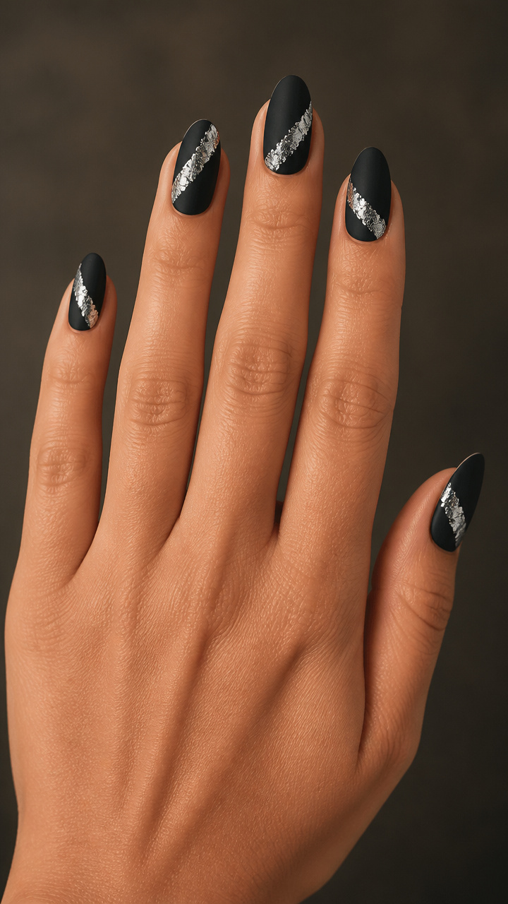 Matte Black with Silver Foil Inlay
